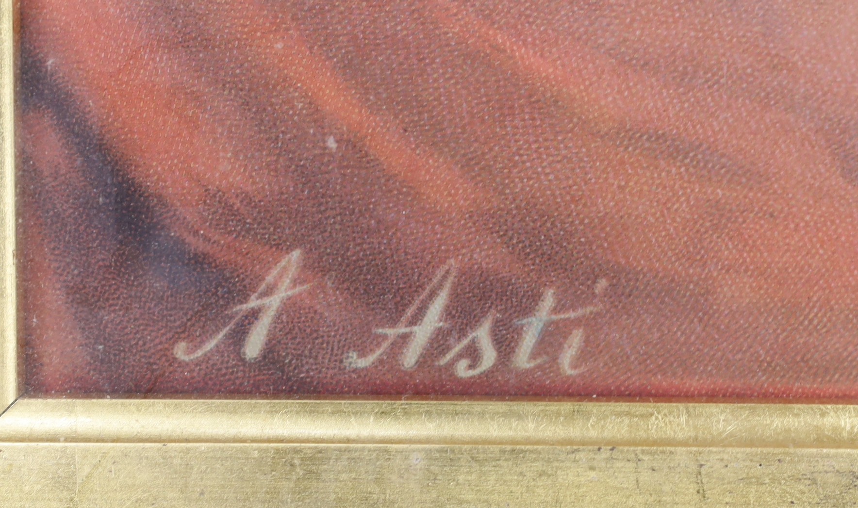 Angelo Asti (Italian, 1847-1903), chromolithograph, Portrait of a young woman with a ribbon in her hair, 50 x 39cm